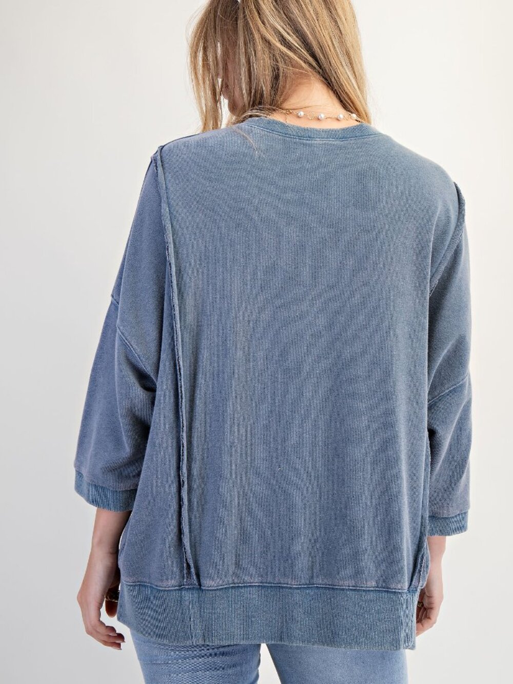 EASEL OVERSIZED WASHED TERRY PULLOVER 100% COTTON - Picture 5 of 5